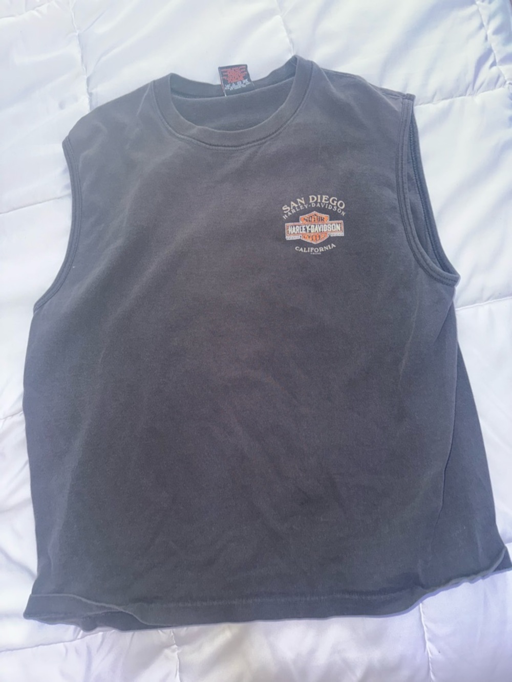 Harley-Davidson Black Tee with Orange Logo Tag